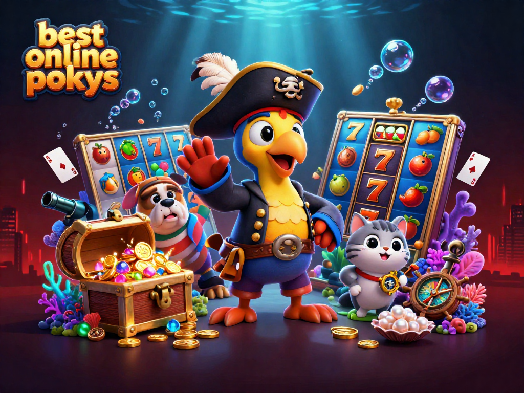 Playing games with the best online pokies, showcasing vibrant slots and characters in action.