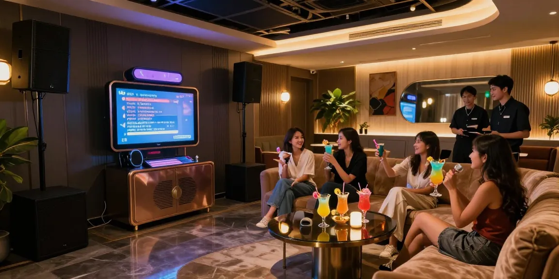 강남쩜오 고급스러운 노래방 내부에서 즐거운 시간을 보내는 고객들과 세련된 분위기