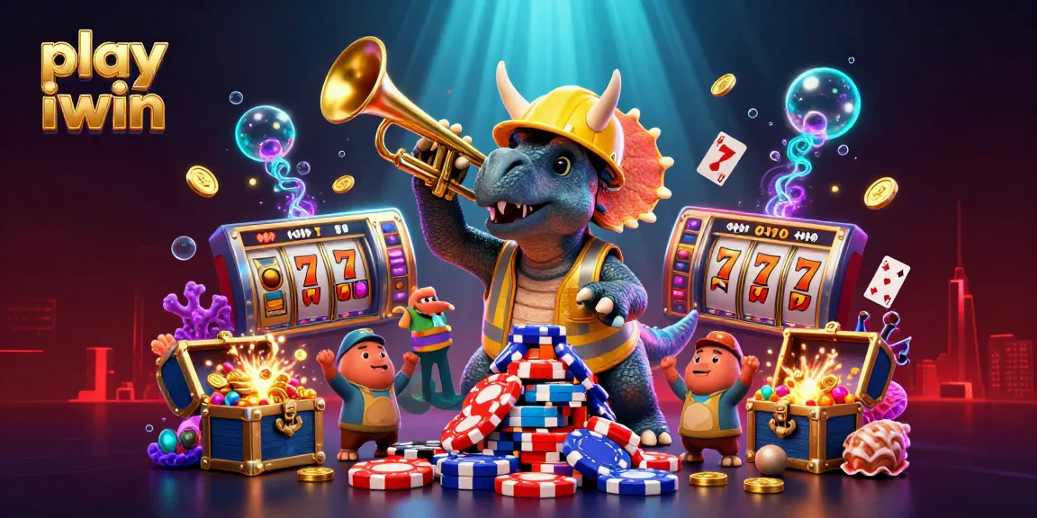 Play iwin and explore an underwater casino adventure with vibrant characters celebrating games.