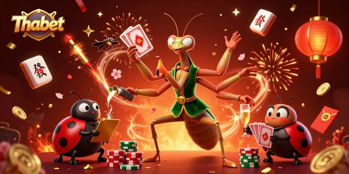 Experience Thabet with lively energy in a colorful 3D casino scene featuring engaging characters and festive elements.