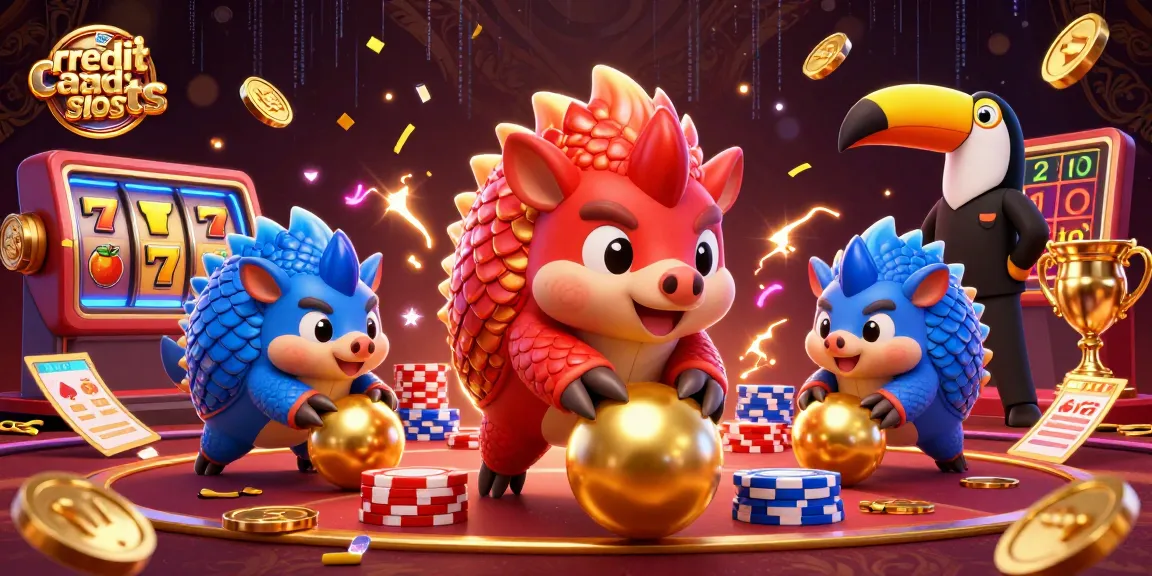 Engage with thrilling credit card slots action in an energetic casino scene starring rival pangolins.