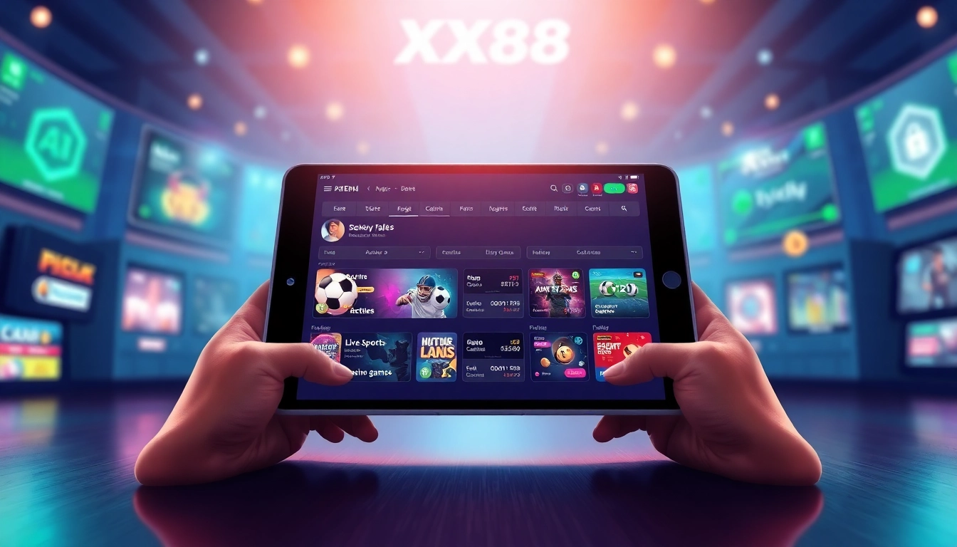 Engaging image showcasing the XX88 online betting platform with modern design and AI technology.