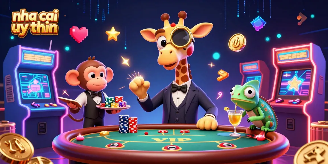 Play exciting casino games with trusted nha cai uy tin featuring a vibrant giraffe playing poker.