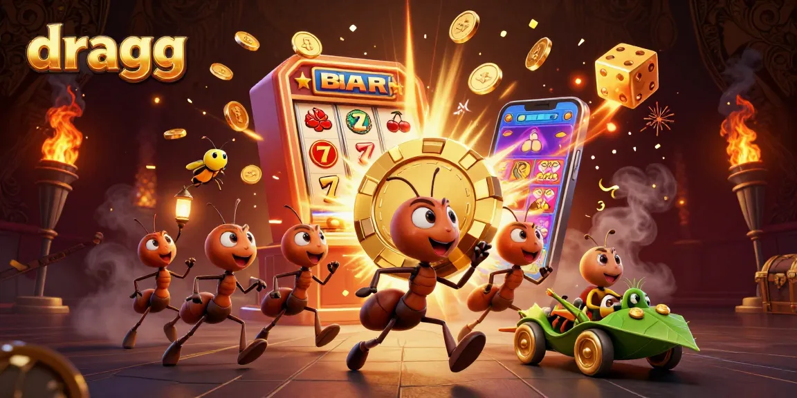 Experience the excitement of dragg's jackpot with our thrilling heist scene featuring ants and glowing casino elements!