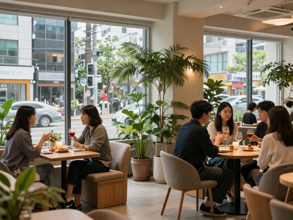 강남 멀리건의 아늑한 분위기와 세련된 인테리어를 보여주는 공간