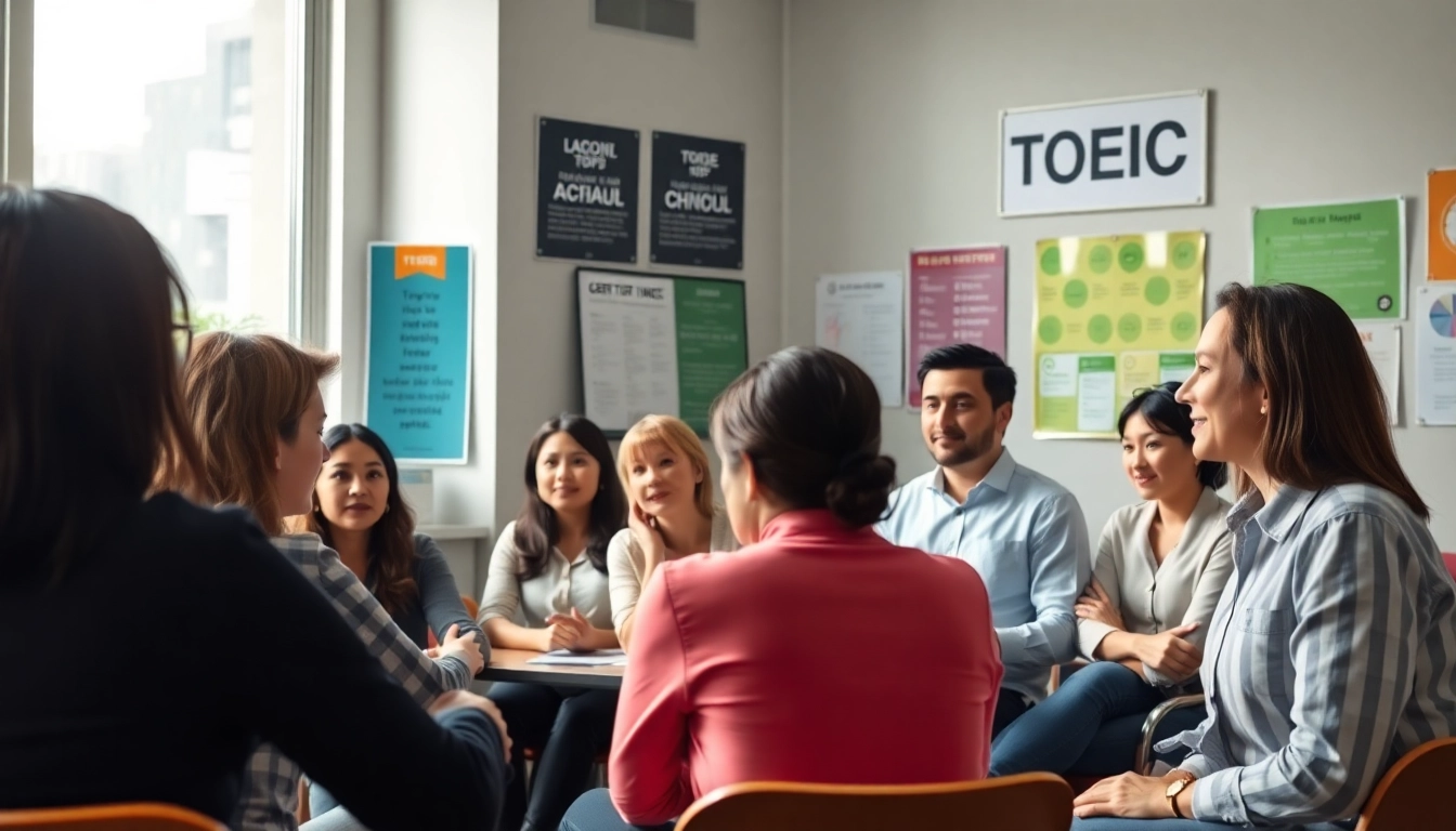 Engaged TOEIC test takers for hire in a professional coaching session.