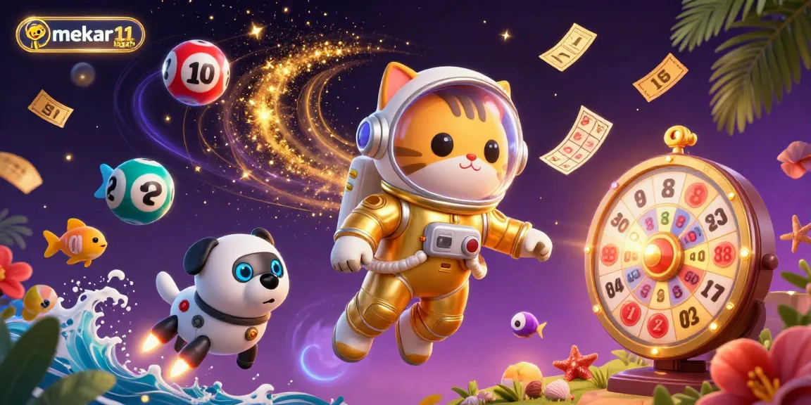Join the excitement with mekar11 login in this vibrant casino-themed illustration featuring playful characters and dynamic game elements.