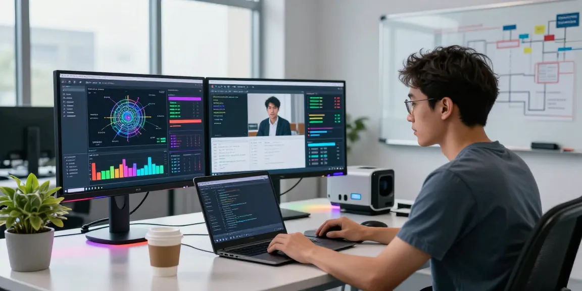Data scientist using ai detector tool in a tech lab analyzing images.