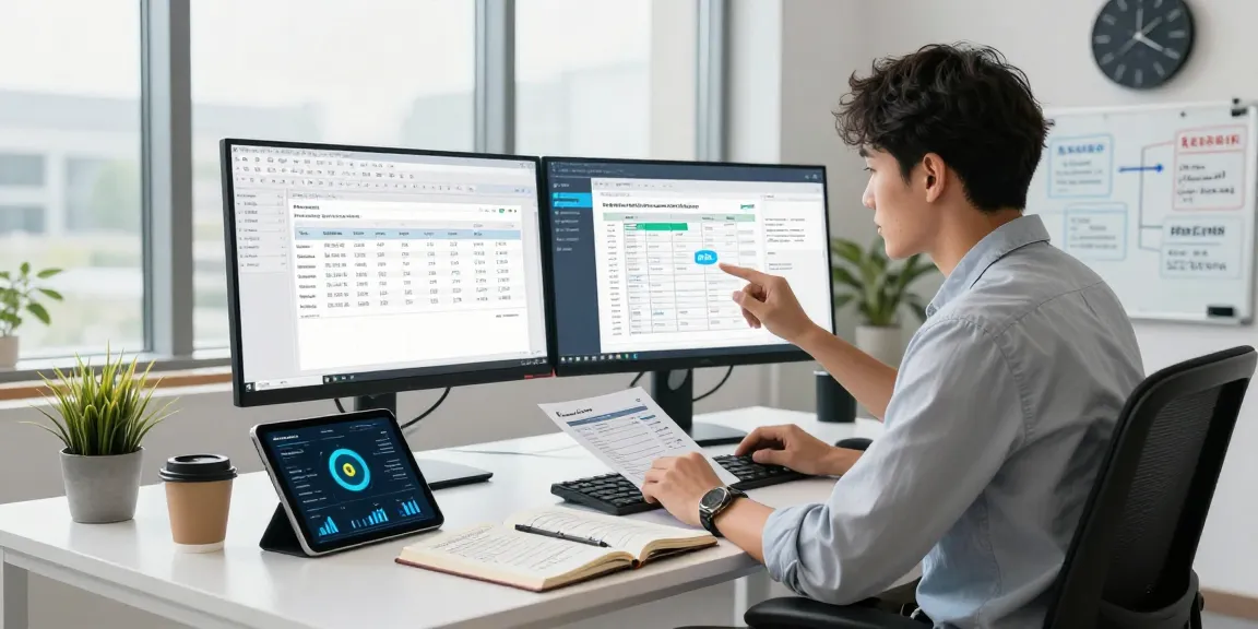 Detect fraud invoice with AI tools in a modern office environment highlighting anomaly detection in PDF documents.