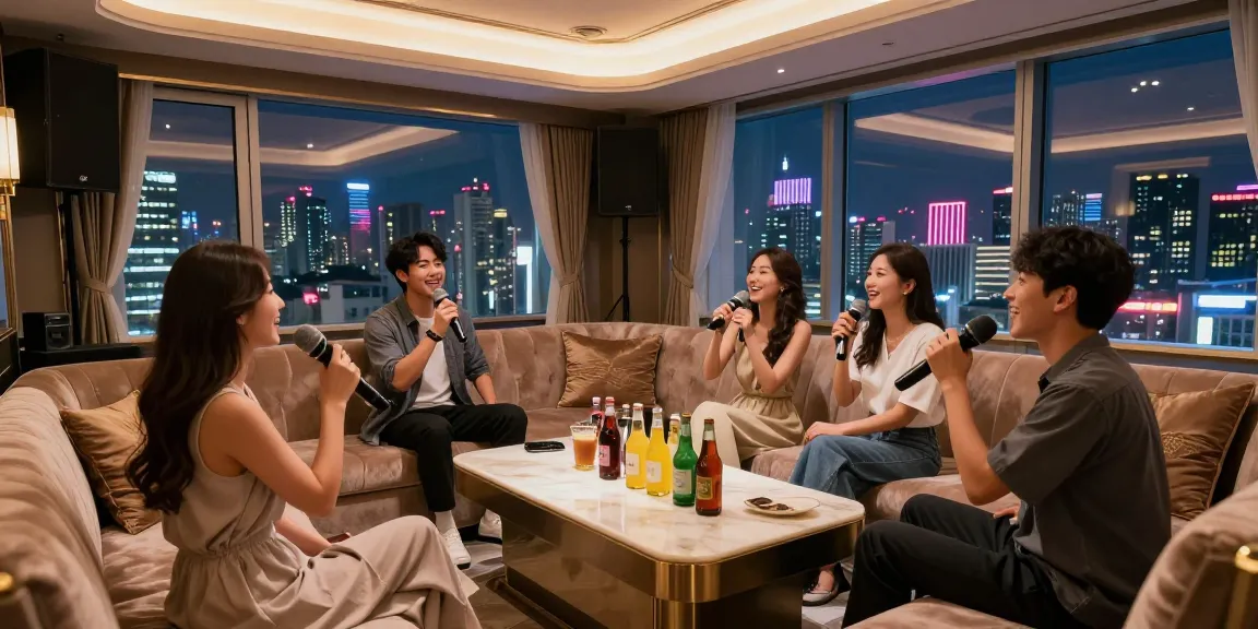 강남가라오케에서 친구들과 함께 즐거운 시간을 보내는 고급스러운 노래방 모습