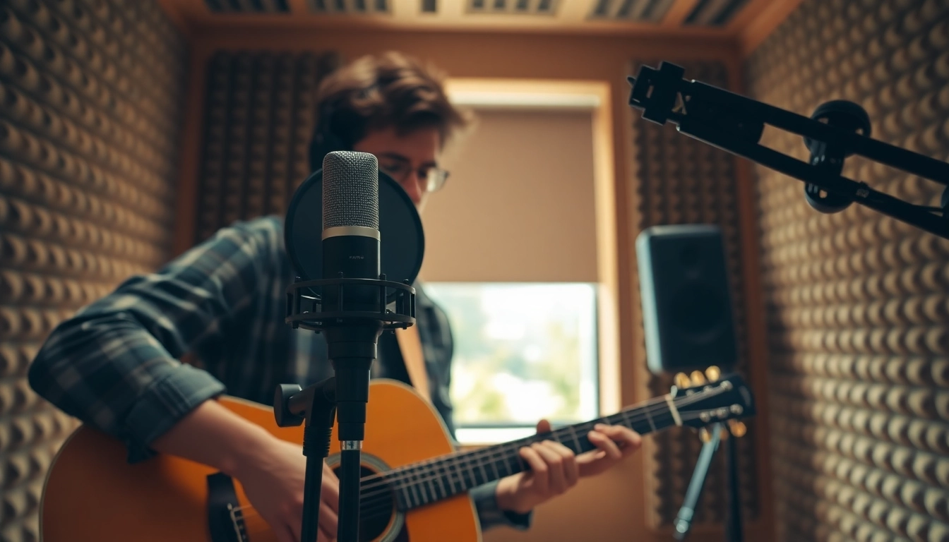 Capture the essence of the MV88 microphone used by a musician in a creative studio.