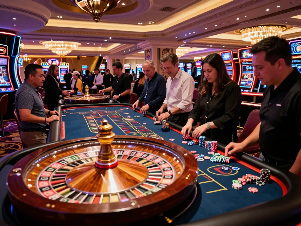 Players placing bets at an exciting roulette table in Las Vegas, experiencing the thrill of 388bet gaming.