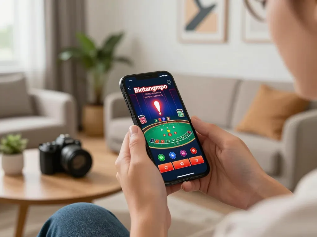 Bintangmpo pengguna kasino mobile secara aktif bermain blackjack dealer langsung di smartphone dalam suasana yang nyaman.