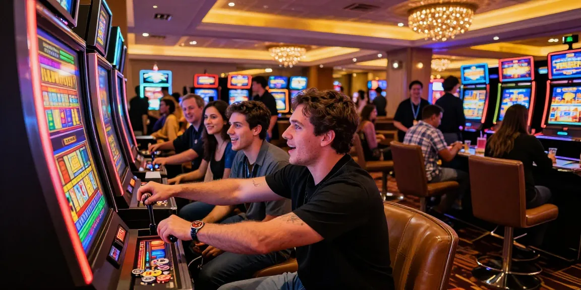 Enthusiastic group enjoys rokok88 slot login experience in a vibrant casino.