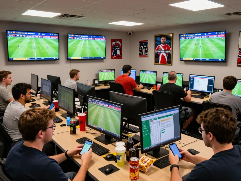 Kèo nhà cái betting enthusiasts engaging in live sports betting at a vibrant casino setting
