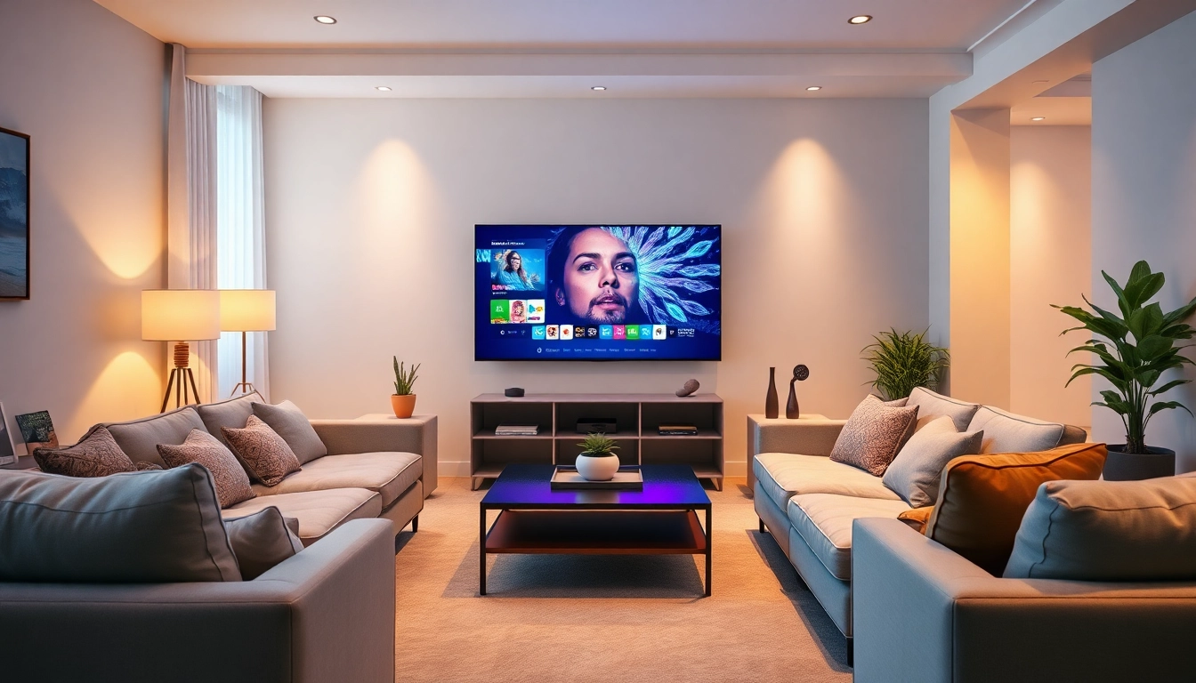 Experience seamless streaming with iron IPTV in a stylish living room setting.