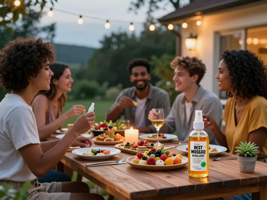 Gathering with friends using the Best Mosquito Repellent for a pleasant outdoor barbecue.