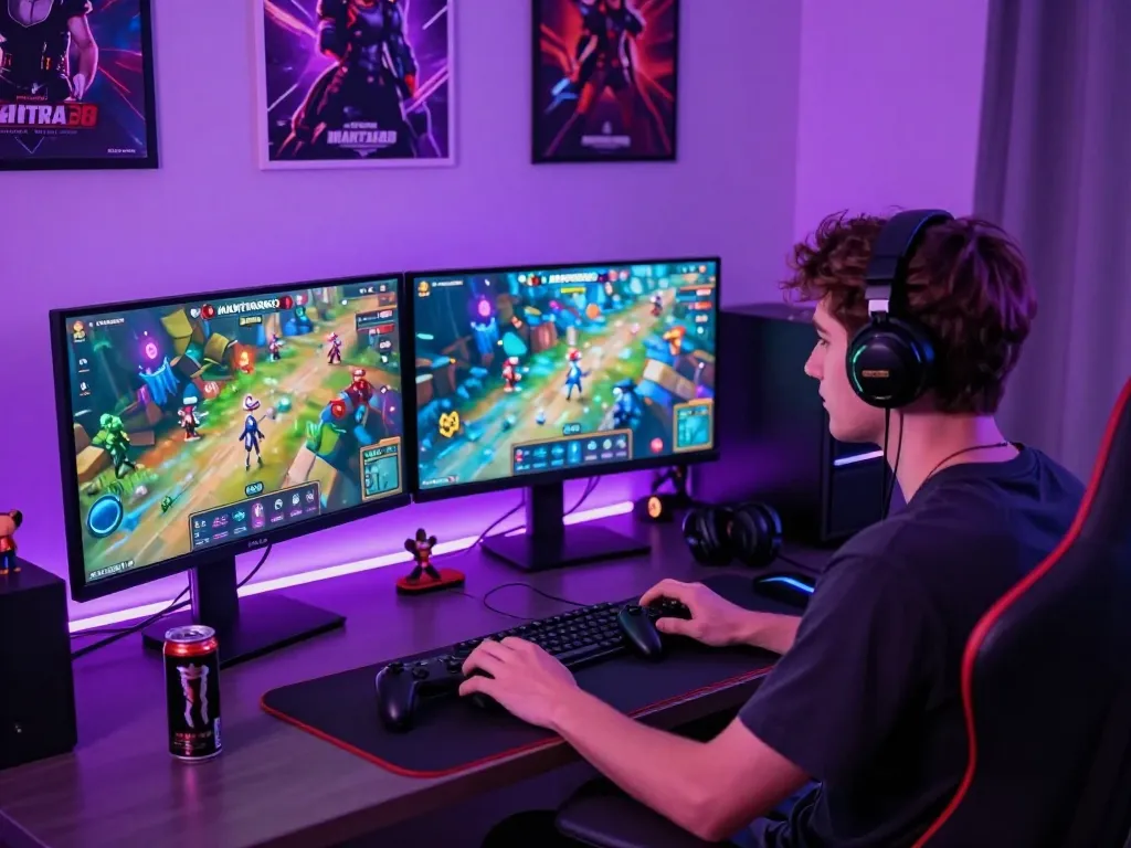 Experience dynamic gaming with mantra88 in a neon-lit room.