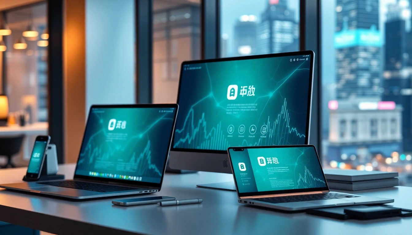 快连下载 app interface on multiple devices in a modern digital workspace