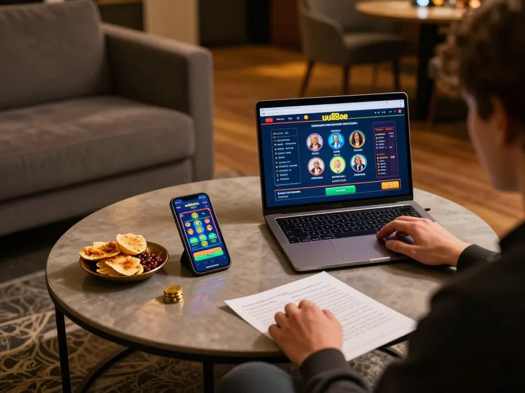 Engaging player strategizing gameplay on uu88ae's online casino platform, showcasing betting notes and screens