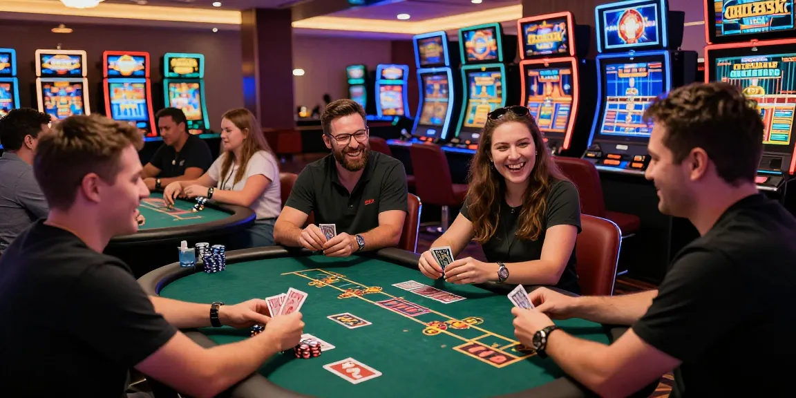 Engaged players enjoying diverse games at credit card casinos, showcasing excitement and modern gaming.