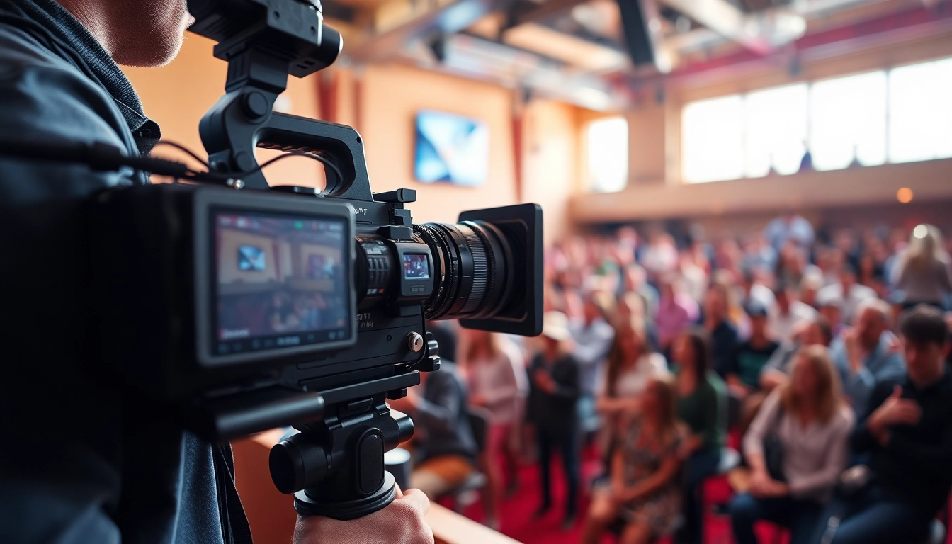 Engaging on-site videography capturing vibrant event moments with a professional camera setup.
