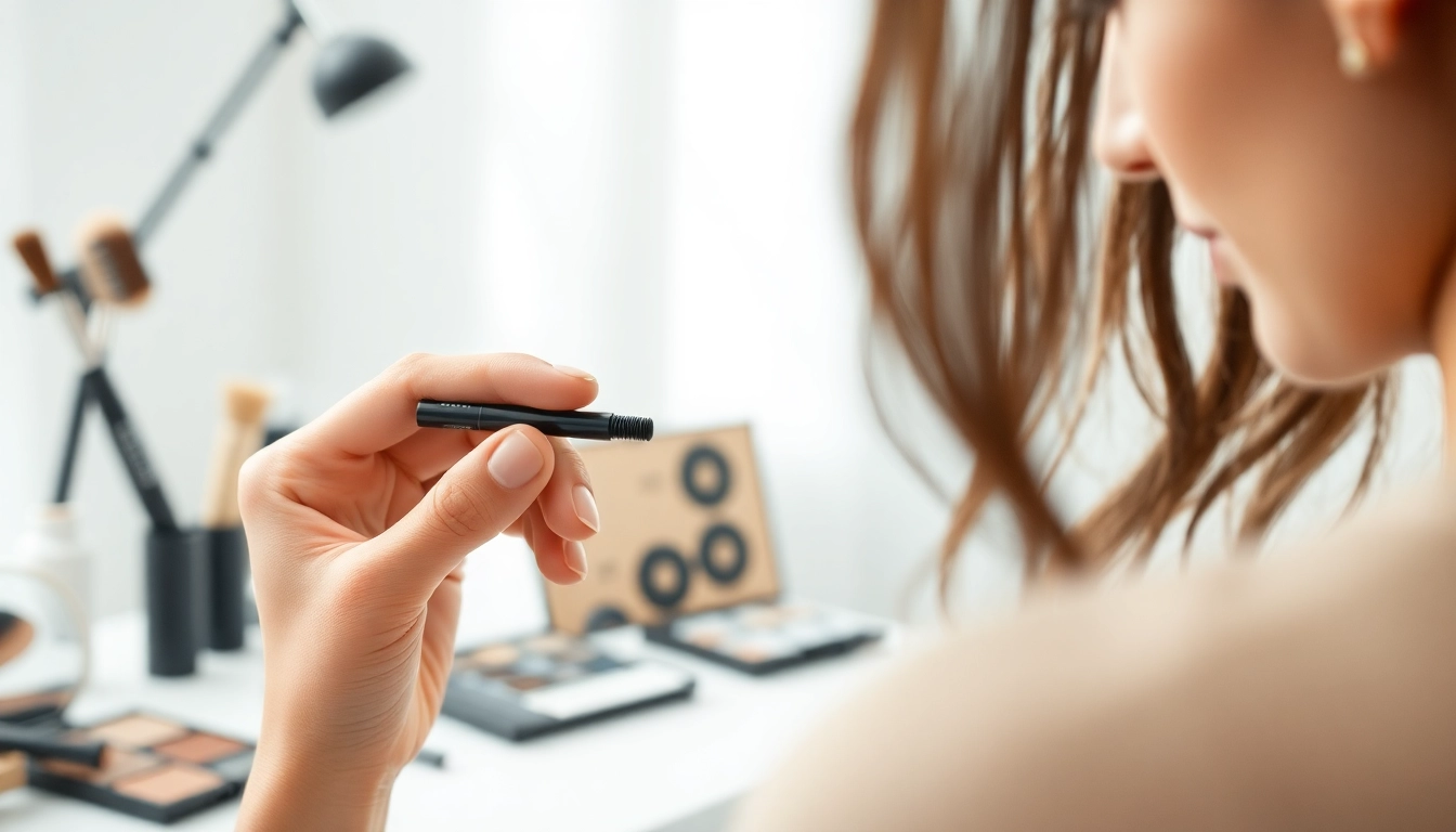 Creating stunning brows with a precision brow pen in a stylish makeup studio.