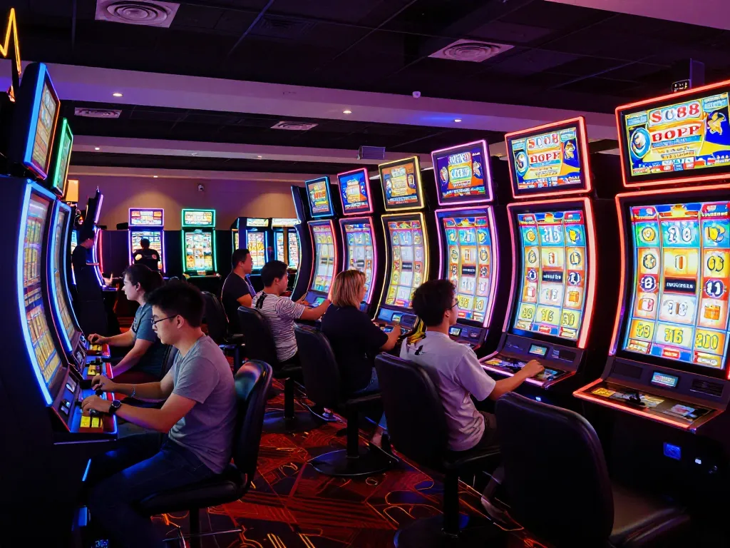 Players enjoying thrilling slot games at SC88 casino, experiencing vibrant and exciting gaming action.