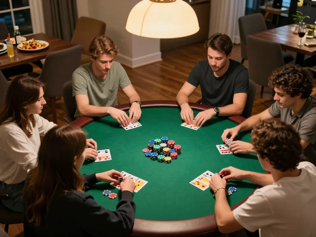Experience thrilling poker gameplay at home with i9bet, showcasing friendly competition and camaraderie.