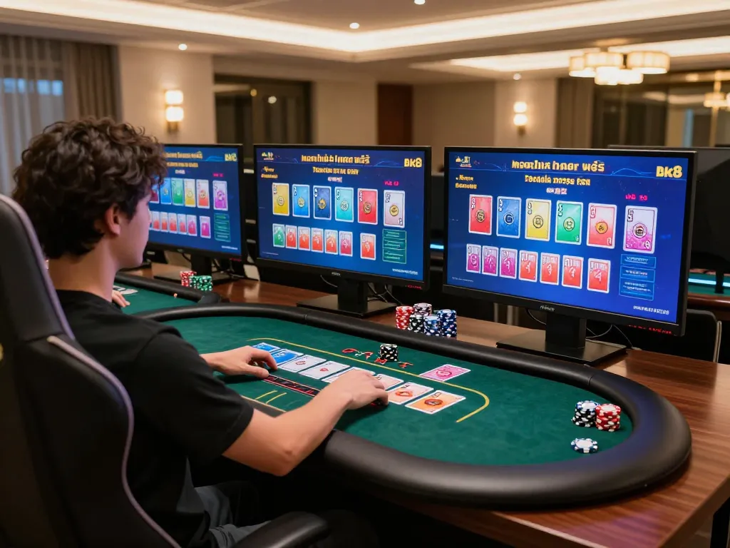 Experience bk8 เครดิตฟรี by playing poker in a vibrant online casino setup at home
