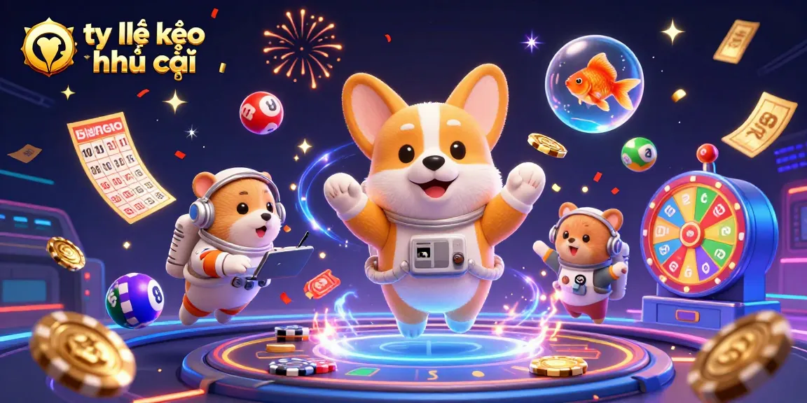 Experience thrilling tỷ lệ kèo nhà cái action in a dynamic floating casino scene with vibrant lottery elements.