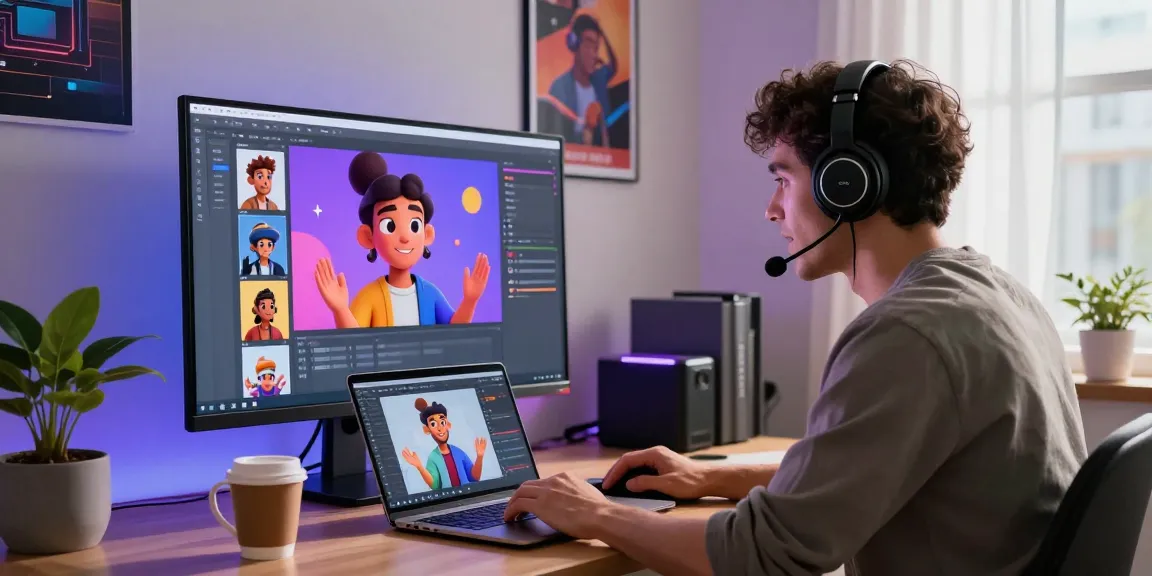 Engaged user exploring crushonai AI character interactions in a modern home office.