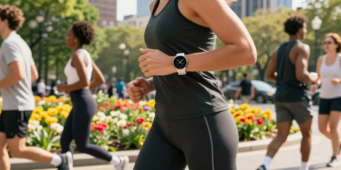 Jam tangan pintar Fitbit Luxe di tangan pengguna saat berolahraga di taman, memperlihatkan fitur dan desainnya https://www.polarfitbitshop.com/fitbit-luxe/.