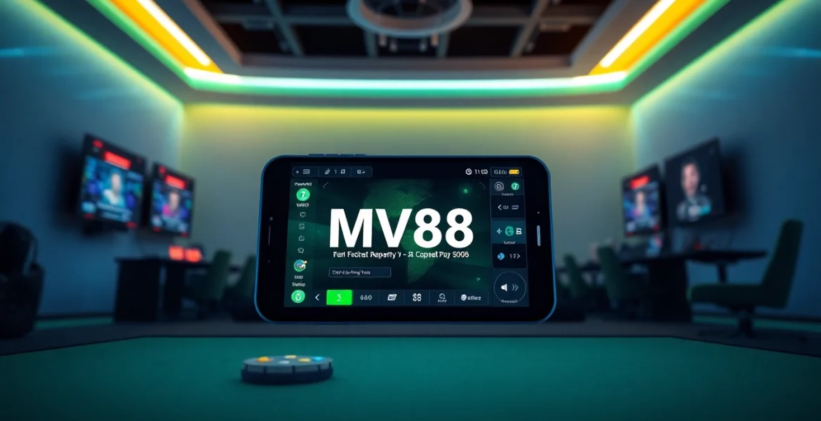 MV88 platform interface showcasing secure online transactions and 24/7 support.