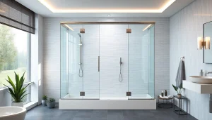 Effortlessly enhance your bathroom with the sonni Duschkabine featuring sleek design and glass panels.