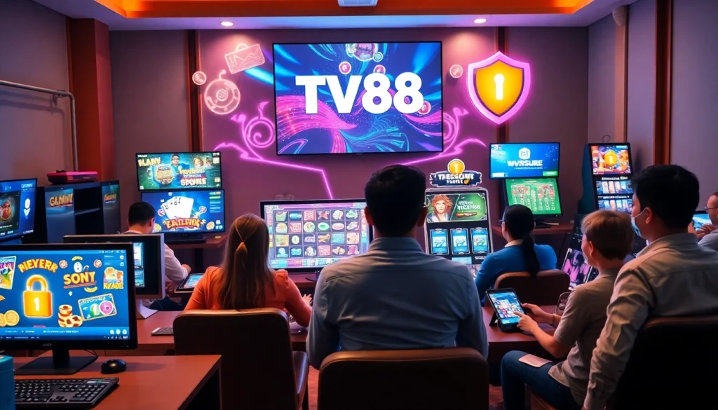 TV88 online gaming platform showcasing secure and exciting gaming experience on desktop and mobile interfaces.