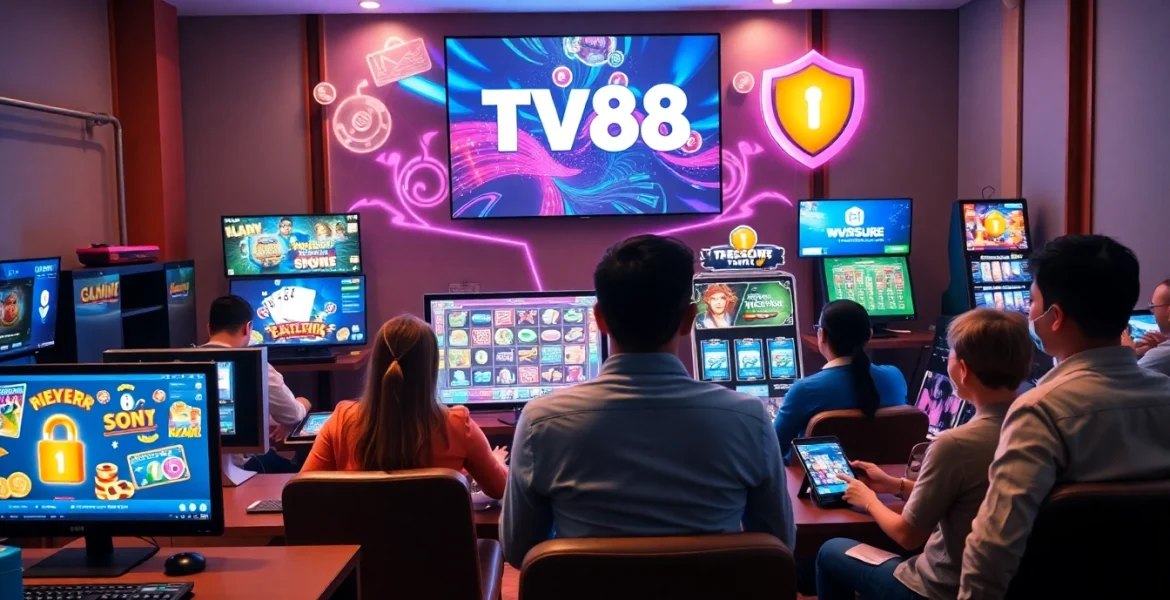TV88 online gaming platform showcasing secure and exciting gaming experience on desktop and mobile interfaces.