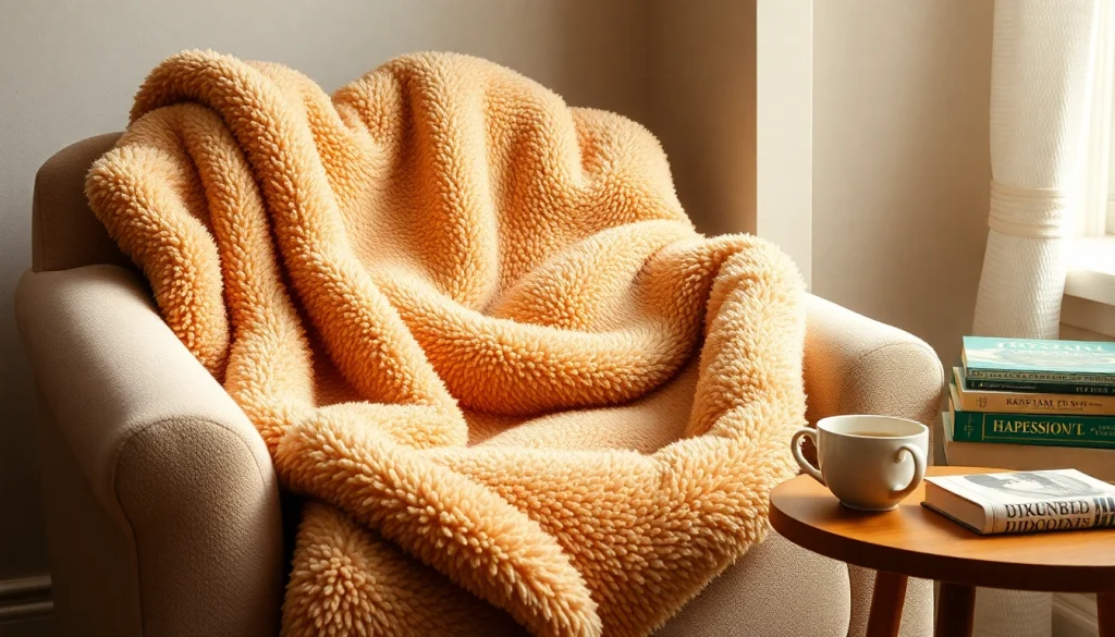 fleece stof op een comfortabele stoel met warme kleuren en zachte textuur