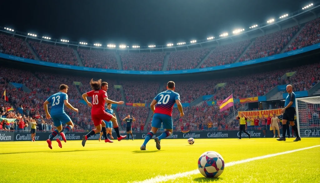 해외축구중계의 열기를 느끼며 선수들이 경기 중인 모습