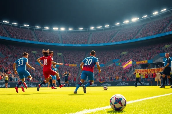 해외축구중계의 열기를 느끼며 선수들이 경기 중인 모습