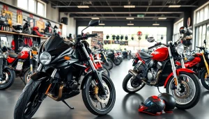 Motorräder gebraucht kaufen in einer einladenden Verkaufsumgebung mit vielfältiger Auswahl.