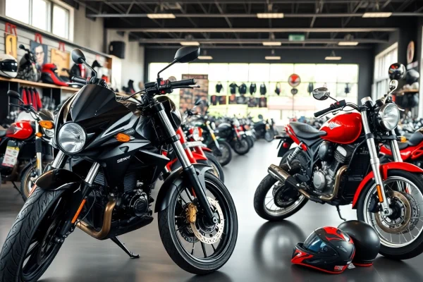 Motorräder gebraucht kaufen in einer einladenden Verkaufsumgebung mit vielfältiger Auswahl.