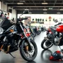 Motorräder gebraucht kaufen in einer einladenden Verkaufsumgebung mit vielfältiger Auswahl.