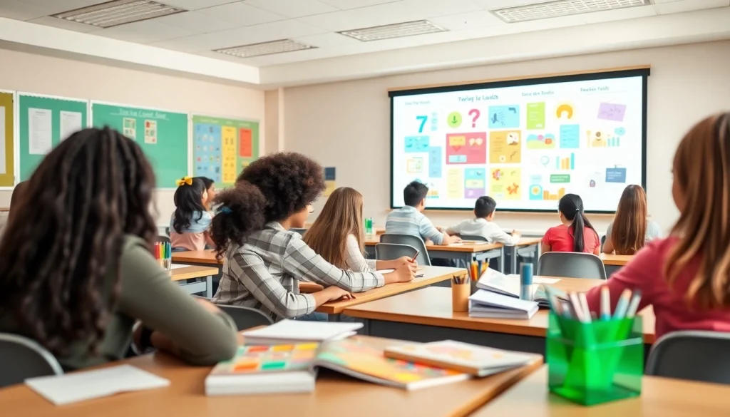 Engaged students actively learning in a vibrant education-focused classroom.