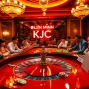 Experience the thrill of 'LIÊN MINH KJC' at an upscale casino with players enjoying roulette.