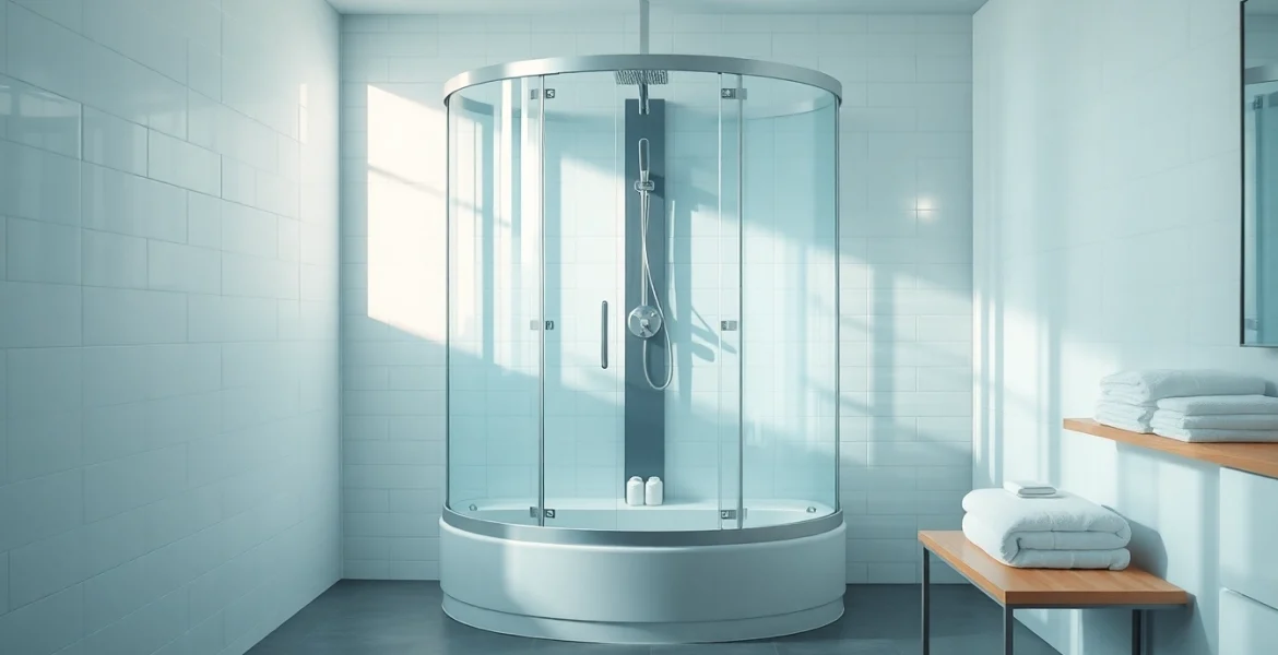 Genießen Sie die stilvolle sonni Duschkabine, perfekt in einem modernen Badezimmer positioniert.