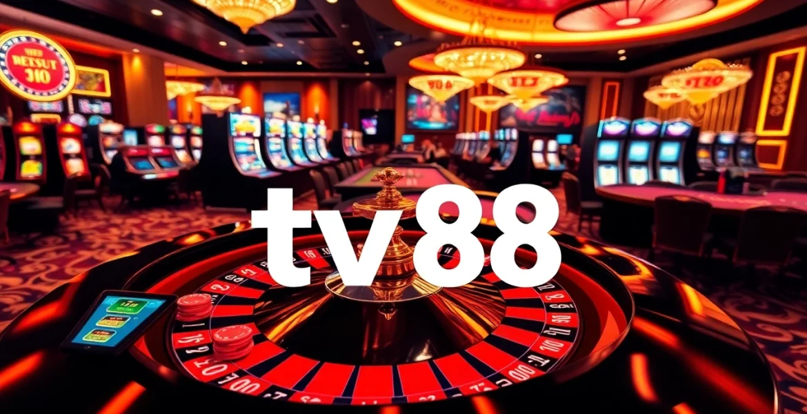 Experience the thrill of gambling at TV88 with luxurious casino tables and vibrant gaming excitement.