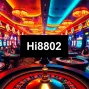 Experience high-stakes gaming at Hi8802 casino, with lively roulette and vibrant slot machines.