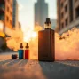Vorzugswürdige vozol Vape-Gerät umgeben von sanften Dampfströmen in stimmungsvollem Licht.