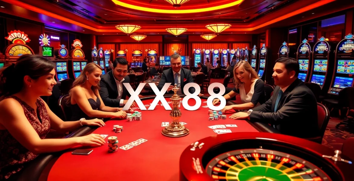 Experience thrilling gameplay at XX88 with vibrant poker tables and lively casino action.